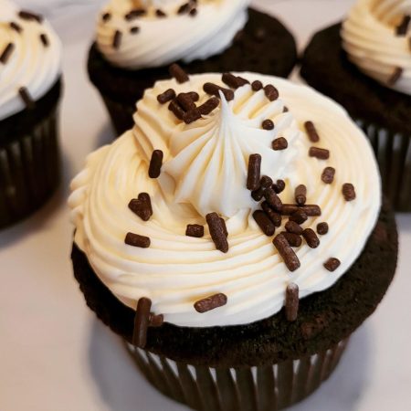 Chocolate cup cake with White Chocolate icing